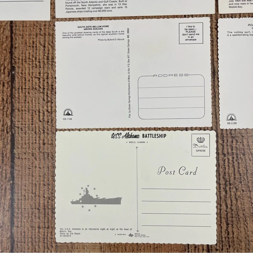 Vintage Alabama Mississippi Postcard Nature Bundle Pack Landscape Ocean Boat
